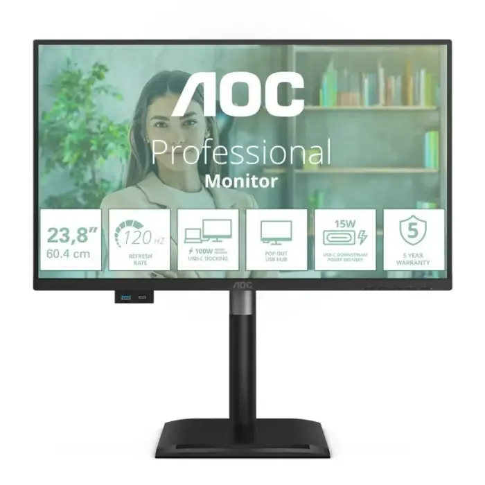 AOC 24P4CV Datora monitors 60.5 cm (23.8") 1920 x 1080 px Full HD LED melns