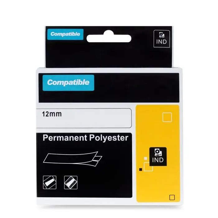 PRINTLINE ühilduv lint s DYMO 622289, 12mm, 5.5m, must tisk/průhl podklad, RHINO, polyesterová