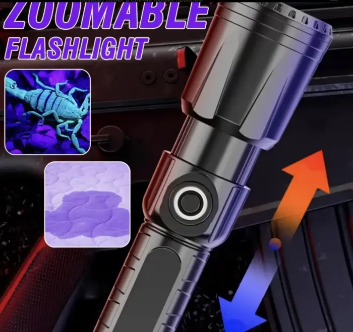 UV ultraviolett LED taskulamp 395 nM koos zoomiga