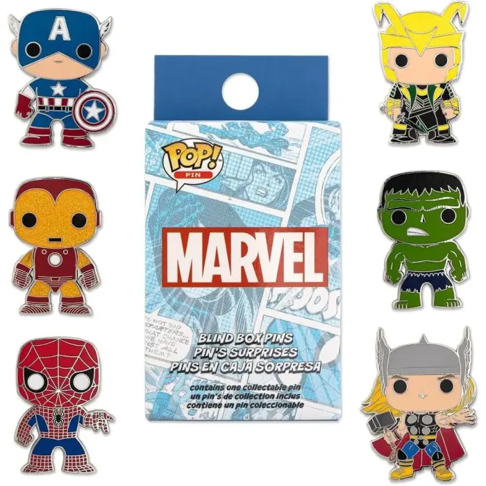 Loungefly Marvel Mystery Blind Box emalinis ženklelis (įvairūs)