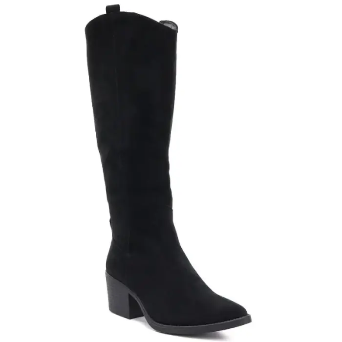 Black suede cowboy boots with a block heel M.Daszyński SA261-6 - Buty: 38