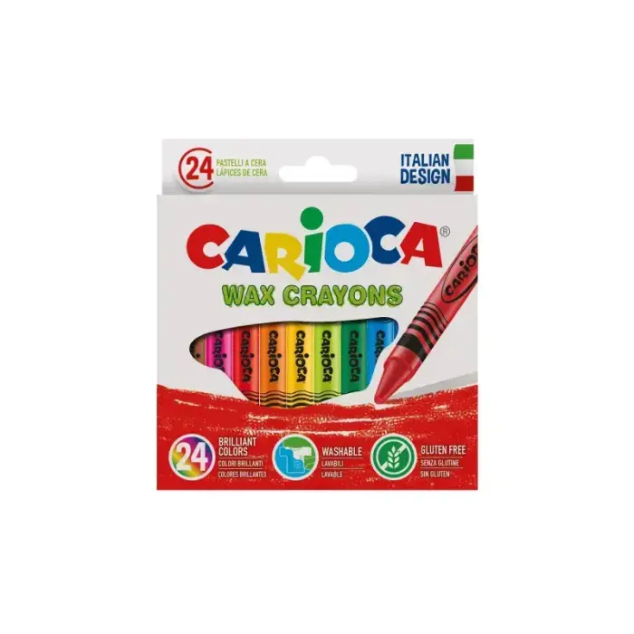 Восковые мелки CARIOCA, 24 шт., смываемые