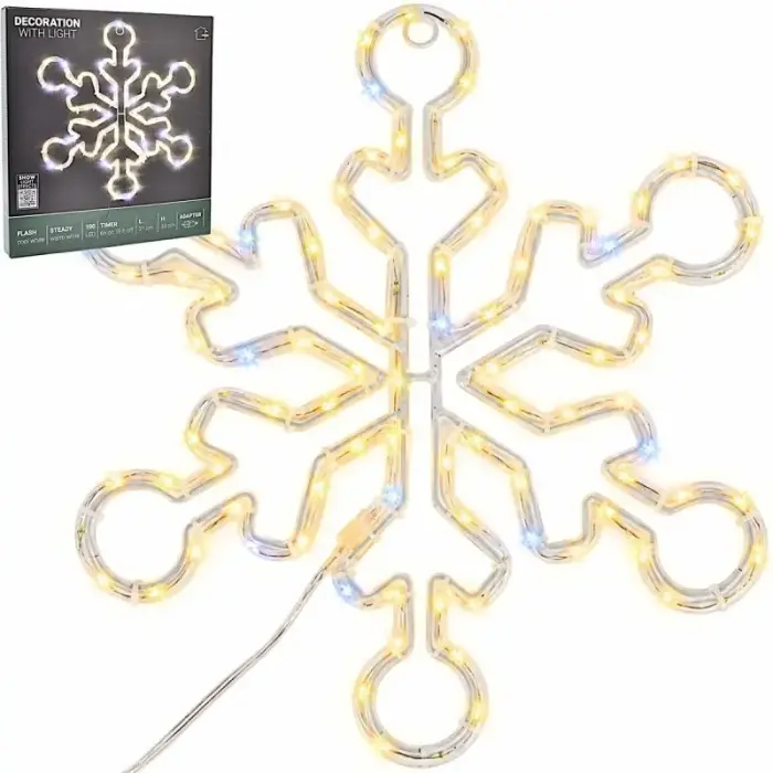 DECORATIVE HANGING SNOWFLAKE 32.5 CM 100LED TRIMER WARM WHITE