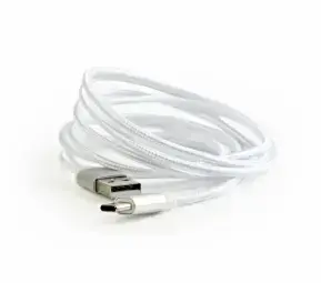 Gembird Cotton braided USB Male to Type-C Male 1.8m Silver
