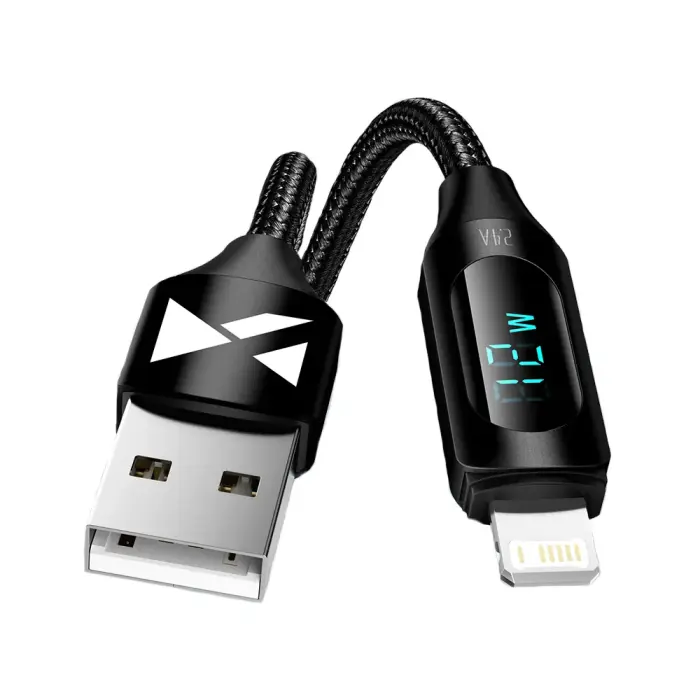 Wozinsky WUALC1 iPhone USB-A to Lightning Cable with LED Display 2.4A 1m – Black