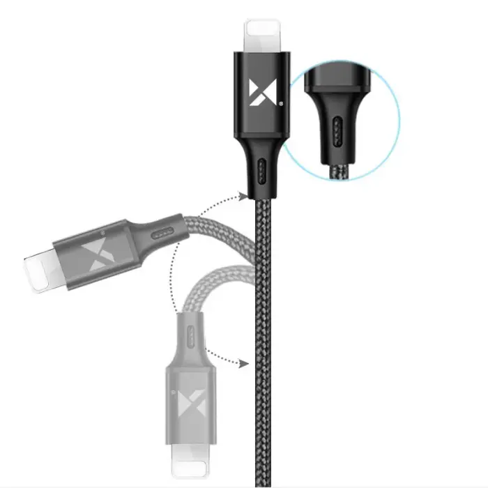 Kabel przewód USB Iphone Lightning 2.4A 1m czarny Foto 12