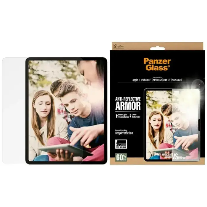 PanzerGlass Ultra-Wide Fit Reflective Armor Tempered Glass for iPad Air 13" (2025/2024) | Pro 13" (2025/2024)