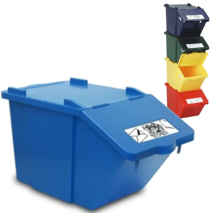 Stackable waste sorting bin - blue 45L