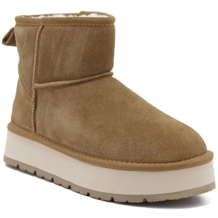 Sieviešu leather ankle zābaki with platform, beige Big Star UU274692 - Buty: 39