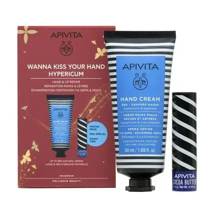 Apivita Hypericum Крем для рук 50мл + Бальзам для губ 4.4г Набор 2 шт.