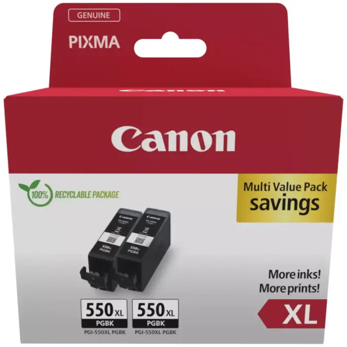 Canon rašalo kasetė PGI-550XL BK  TWIN SEC Pigment juodaXL  (2 )