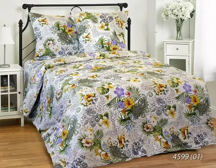 Satīna gultas veļas komplekts 160x200 cm Floral Bouquets Luxury 02