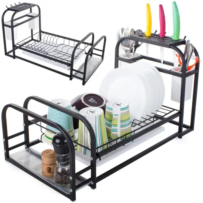 Dish drying rack with tray stand loft