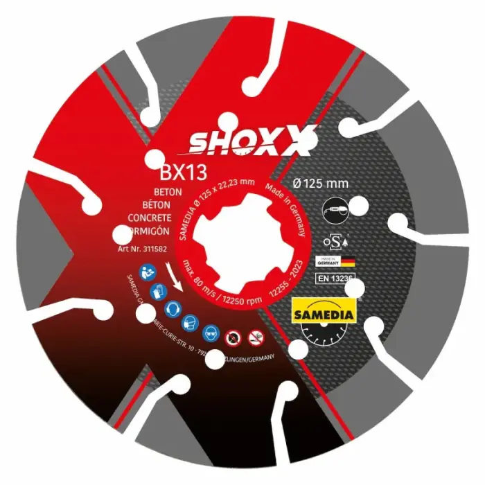 dimanta disks Samedia BX13 do betonu i granitu 125 mm x 22,23 mm x 2,4 mm x 13 mm