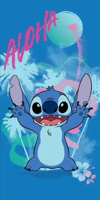 Beach Towel 70x140 cm Lilo and Stitch Blue Cotton Halantex