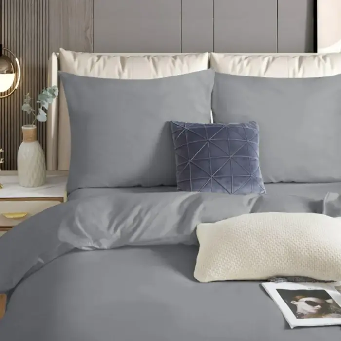 Satin bedding set 220x200 cm graphite solid color
