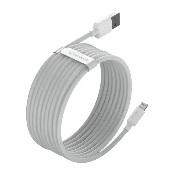 Baseus Simple Wisdom data transfer and charging cable | USB-A to Lightning | 12W | 1.5m | white | 2-pack Photo