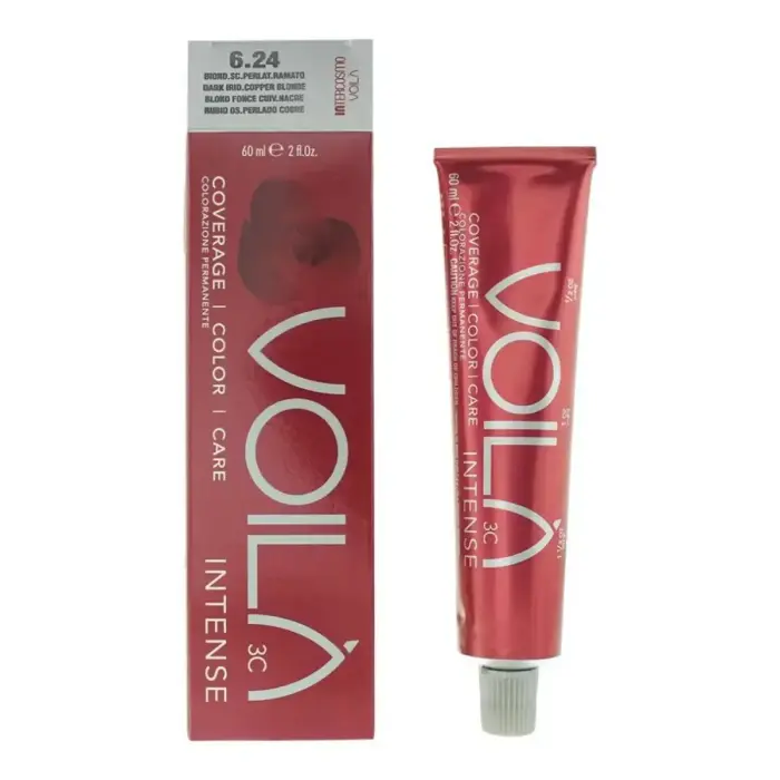 Intercosmo Voila 3C Intense Noturīga matu krāsa, 6.24 Tumši mirdzoši vara blonds, 60 ml