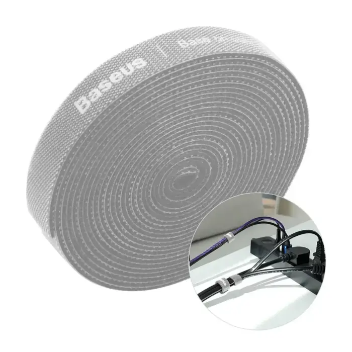 Baseus Rainbow Circle Hook and Loop Straps – 3m Gray