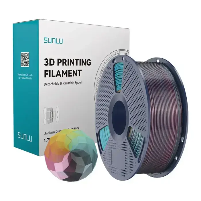 Sunlu PLA+ Silk Četru krāsu filaments (Sarkans-Dzeltens-Zaļš-Melns)