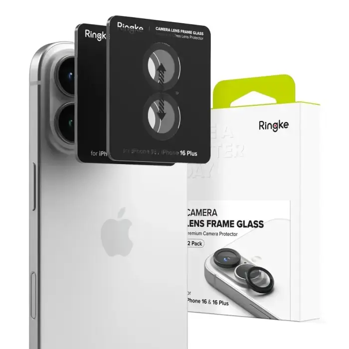 RINGKE kameras rāmja aizsargs 2gb komplekts iPhone 16 | 16 Plus - Melns