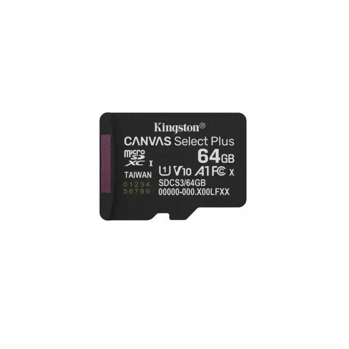Kingston 64GB Canvas Select+ microSD kaart koos adapteriga