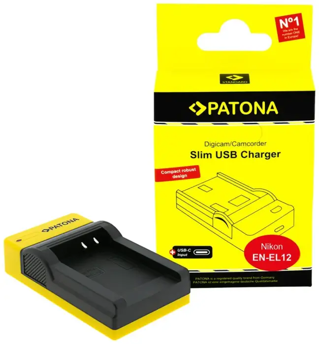 PATONA laadija Foto Nikon EN-EL12/NP-FM500H slim, USB-C