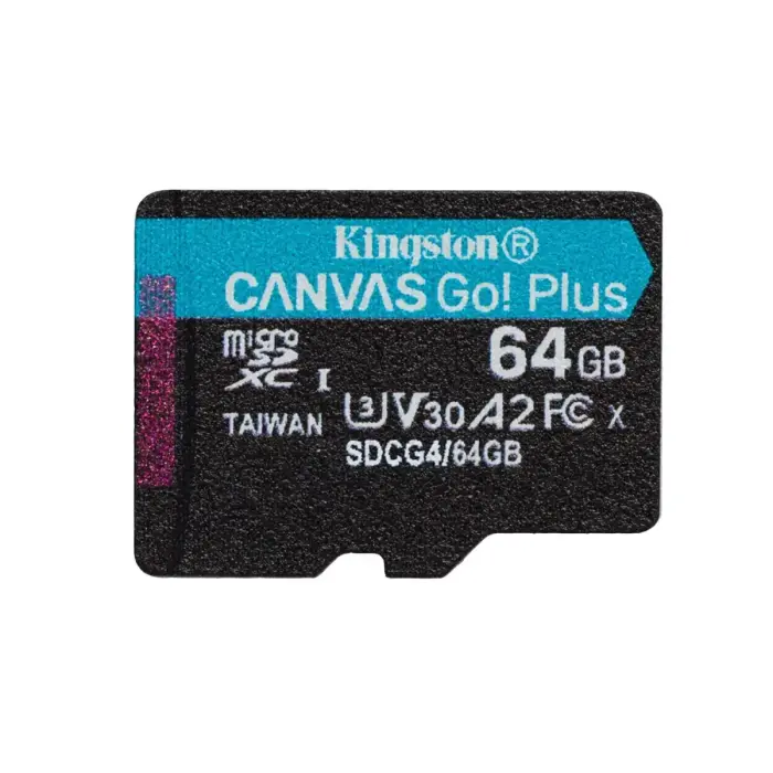 Карта памяти Kingston 64GB microSDXC Canvas Go! Plus 200MB/s A2 U3 V30 + адаптер