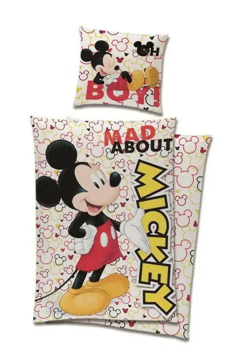 Gultas veļas komplekts 140x200 cm Mickey Mouse krēma krāsā daudzkrāsains
