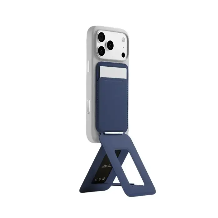 Moft Movas Snap Tripod MagSafe magnetinė piniginė ir telefono stovas, tamsiai mėlyna