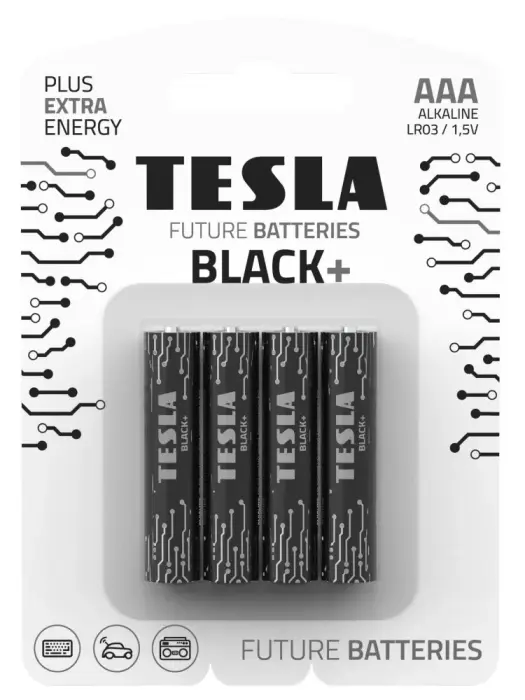 TESLA BLACK+ alkalická baterija AAA (LR03, mikrotužková, blister) 4 ks