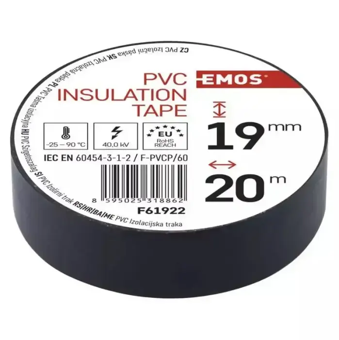 Electrical Insulation Tape PVC 0.13x19mm (20m), Black