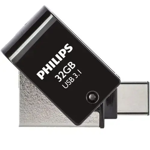 PHILIPS 32GB USB 3.1 / USB-C atmintinė – vidurnakčio juoda