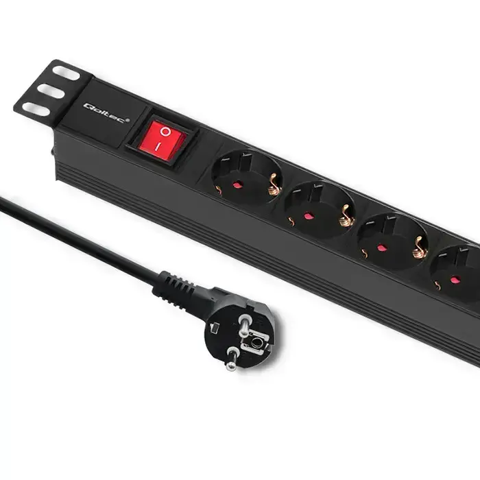 Qoltec Power Strip for RACK 1U | 16A | PDU | 6xSCHUKO | 2m