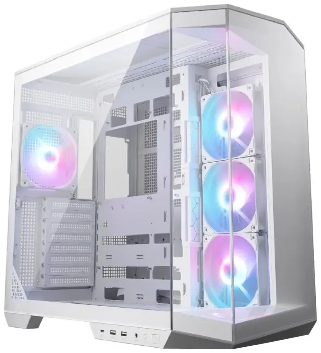 MSI case MAG PANO 100R PZ White/ no PSU/ left and front glass/ 4x 120 mm A-RGB fan/ 1x USB-C/ 1x USB3.2