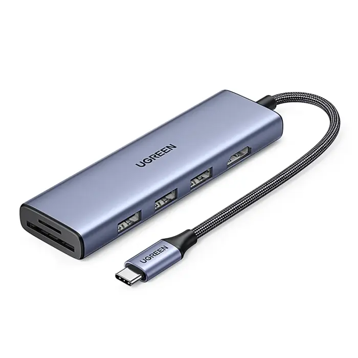 6-in-1 USB-C Hub Adapters - HDMI / USB-A / SD TF karšu lasītājs - Pelēks