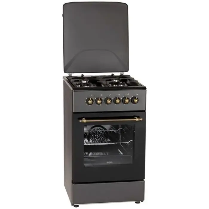 Gāzes un elektriskā plīts MPM-56-KRM-13 50 cm Melns Retro, konvekcija