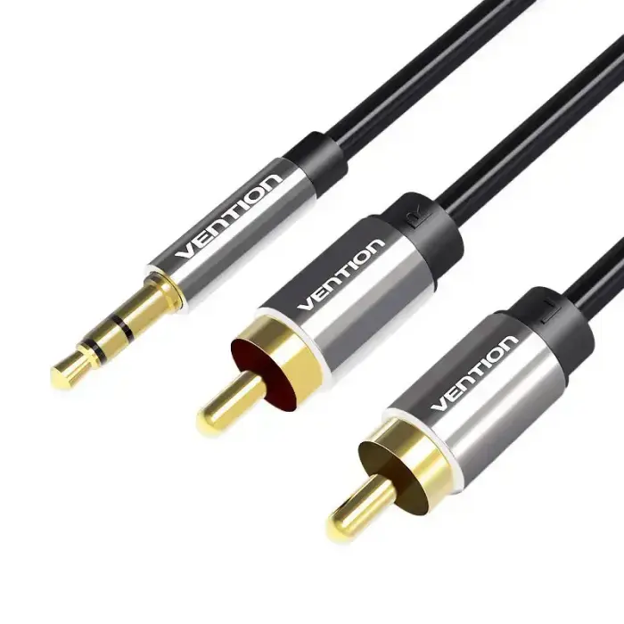 Vention BCFBI 3.5mm vīrišķais pret 2x RCA vīrišķo audio kabeli 3m – Melns