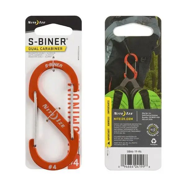 Nite Ize - S-Biner® aliumininis dvigubas karabinas #4 - oranžinis