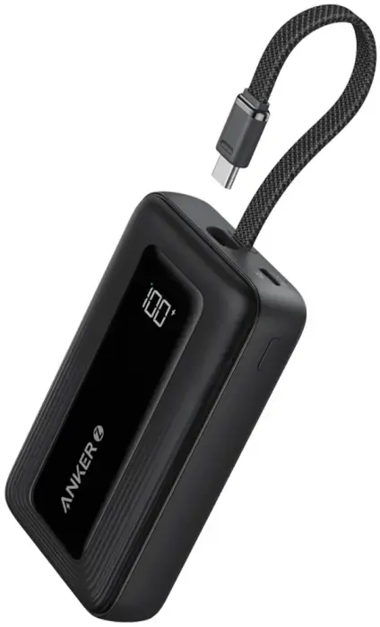 Anker ārējā baterija/ 10000mAh/ 30W/ integrovaný USB-C/ displejs/ melna