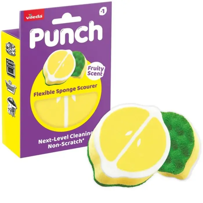 Vileda Punch Flexible Lemon Šveitimo kempinėlė su citrinų kvapu 1 vnt.