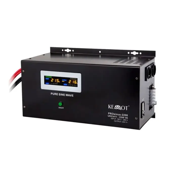 KEMOT PROsinus-2200 sienas nepārtrauktas barošanas avots, tīra sinusoīda invertors ar uzlādes funkciju 12V 230V 2200VA/1600W