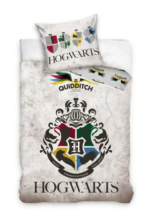 Gultas veļas komplekts 140x200 cm Harry Potter Hogwarts Grey