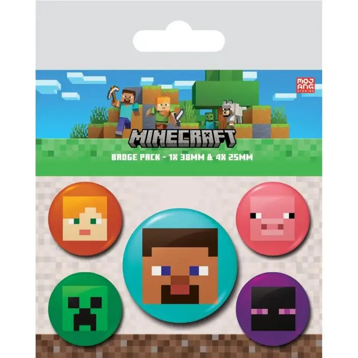 Minecraft 5 Pin Badge Set