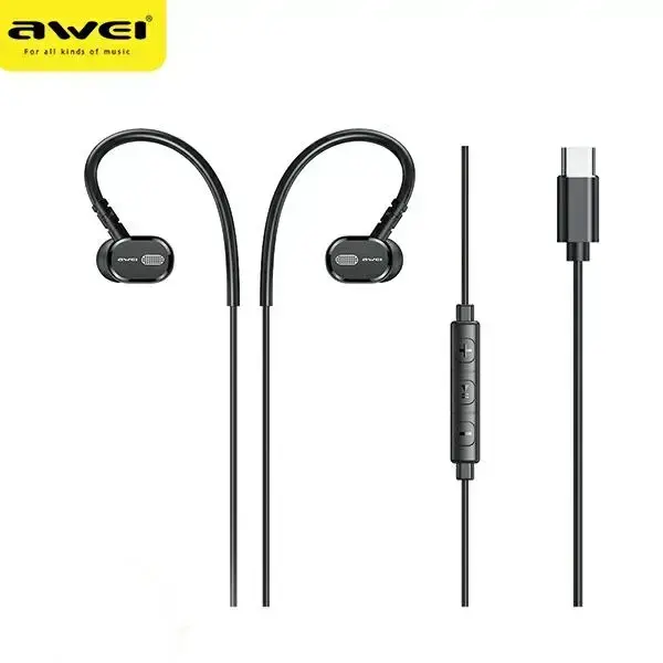 AWEI TC-6 USB-C Stereo Headphones – Black