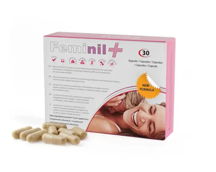 Feminil, Feminil+, Maka, L-arginīns, Safrāns, Rhodiola, Ginkgo Biloba & Cinks, Sieviešu libido uzlabošanai, Kapsulas, 30 kapsulas