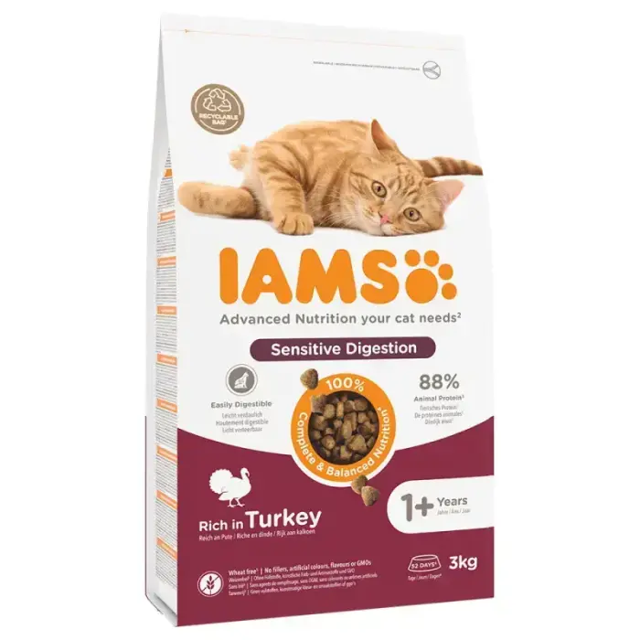 Sausas maistas katėms – IAMS CAT Advanced Nutrition Sensitive Digestion Turkey 3KG