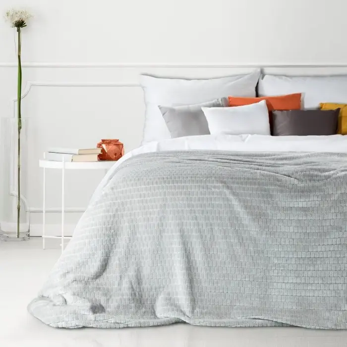 Microfiber Throw Blanket Cindy 2, Silver, 200x220 cm