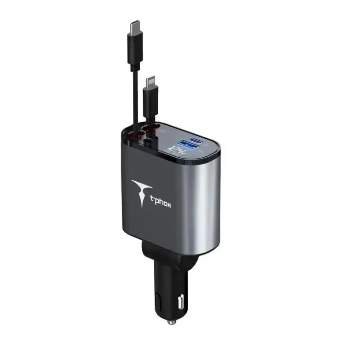 Автомобильное зарядное устройство T-PHOX Flexit 4-in-1 86W - Серый