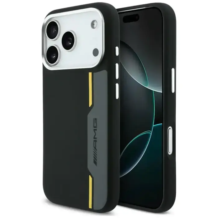 Case AMG HC Silicone Bow Lines MagSafe   for iPhone 18 Pro Max / 17 Pro Max black-yellow